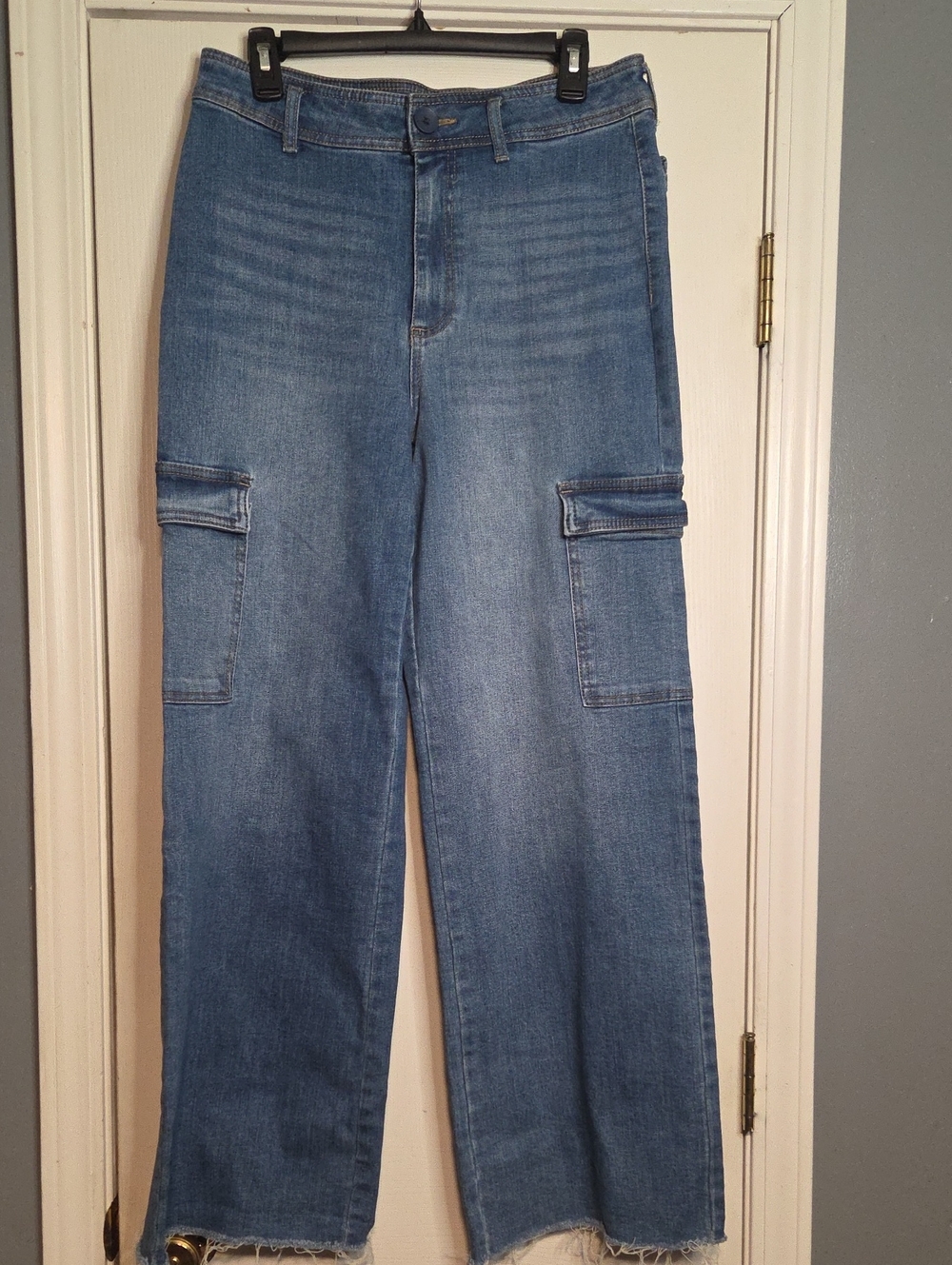 Oat New York Women's Blue Wide Leg Cargo Jeans